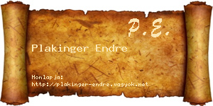 Plakinger Endre névjegykártya